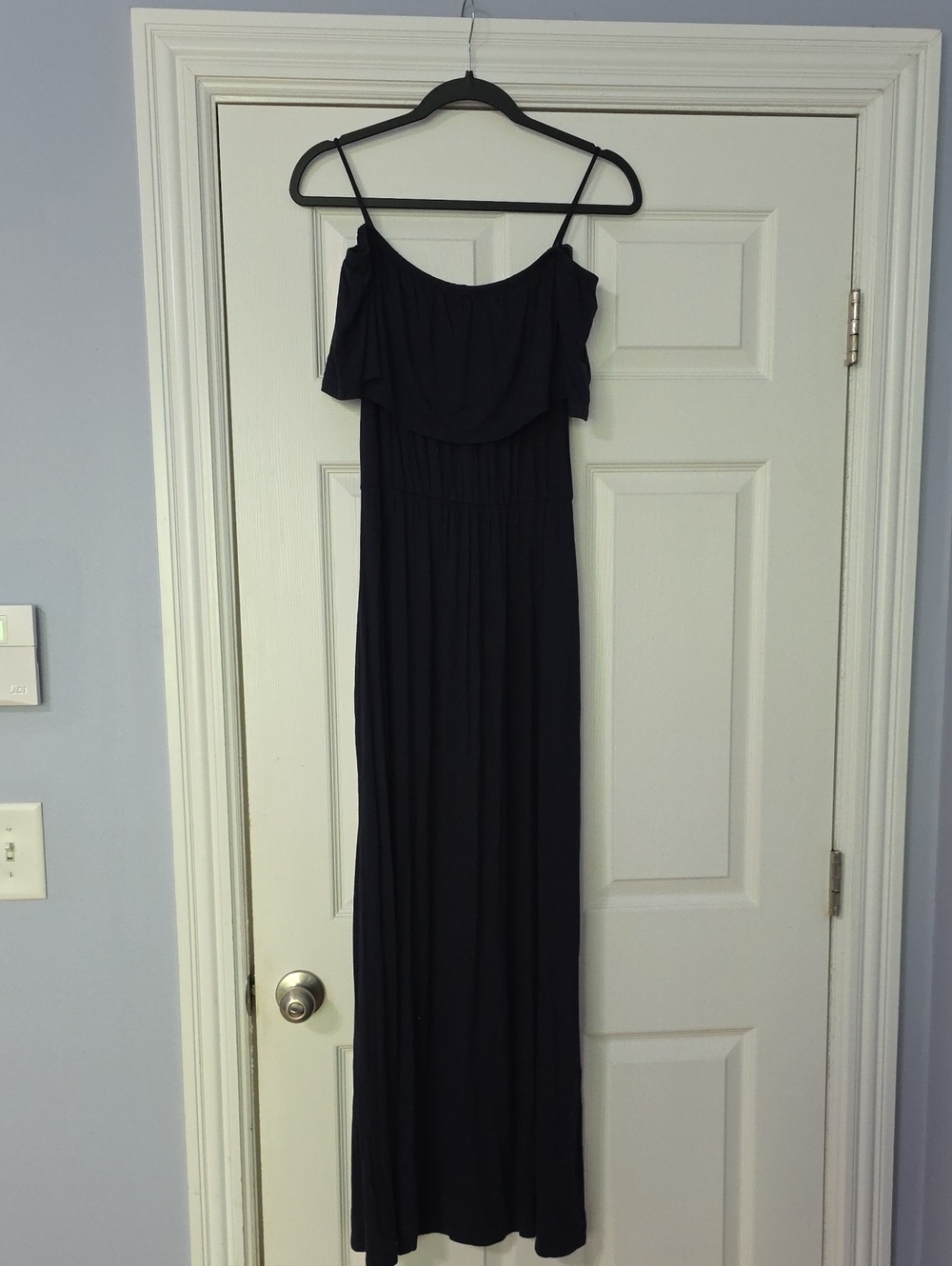 7th Ray Navy Off-Shoulder Spaghetti Strap Maxi Dress